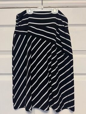 Striped Black and White Midi Skirt